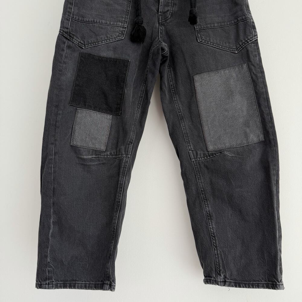 Free People Moxie Low Slung Barrel Jeans Womens 27 Black Patchwork Boho Pants - Picture 3 of 11